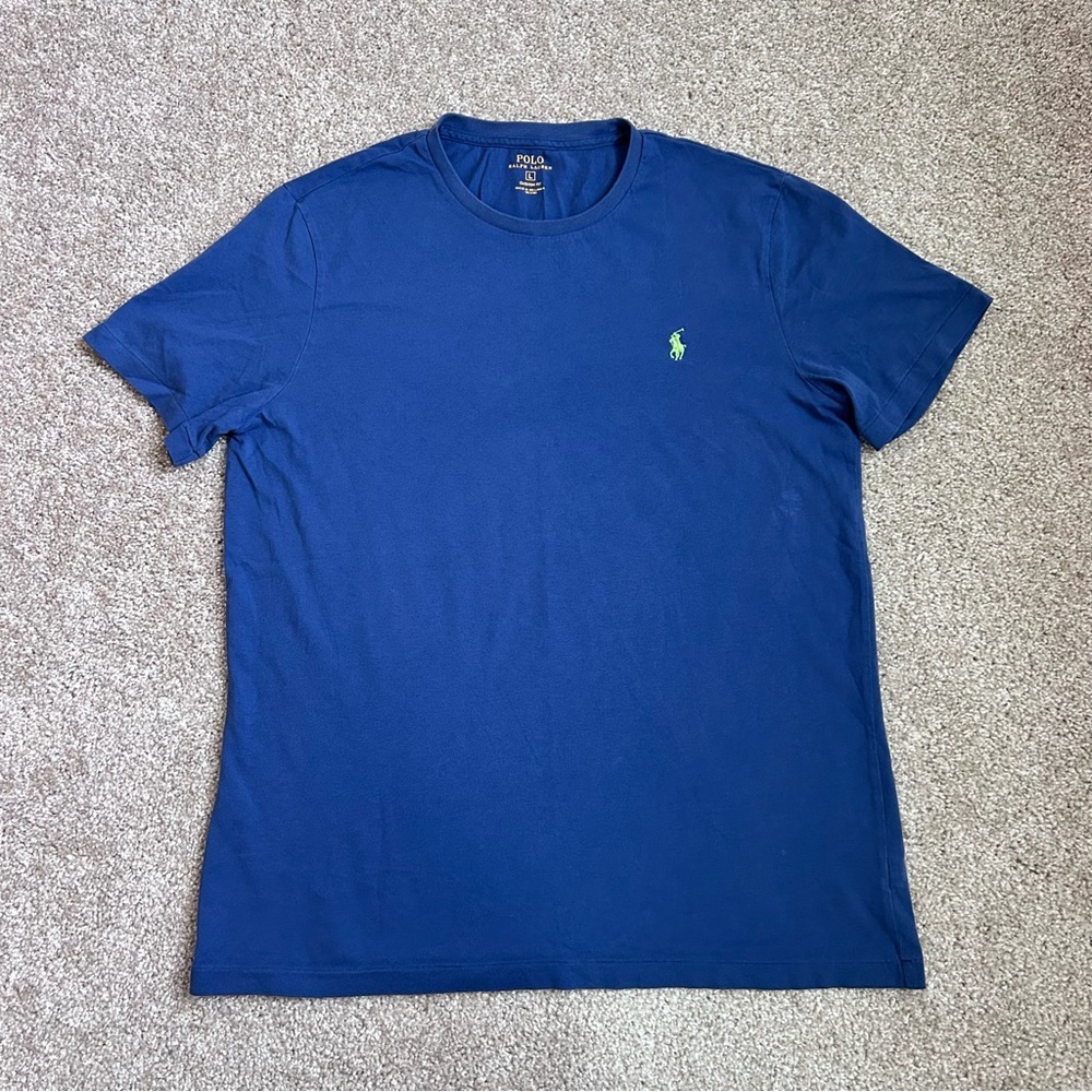 Polo Ralph Lauren Men's Blue Short Sleeve T-Shirt Custom Fit Size Large